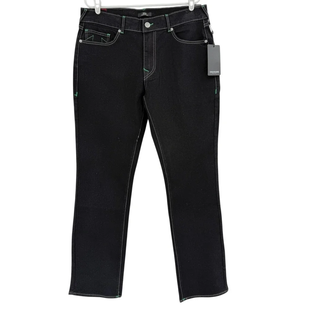 True Religion Men's Ricky Black Relaxed-Straight Stretch Jeans Sz 36x34 NWT $159